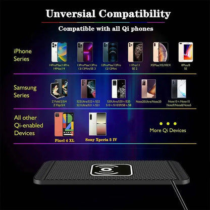 Car Wireless Fast Charger – Silicone Pad Stand for iPhone 16/15/15 Pro Max/14/13/12/X & Samsung Galaxy S24/S23 Series My Store