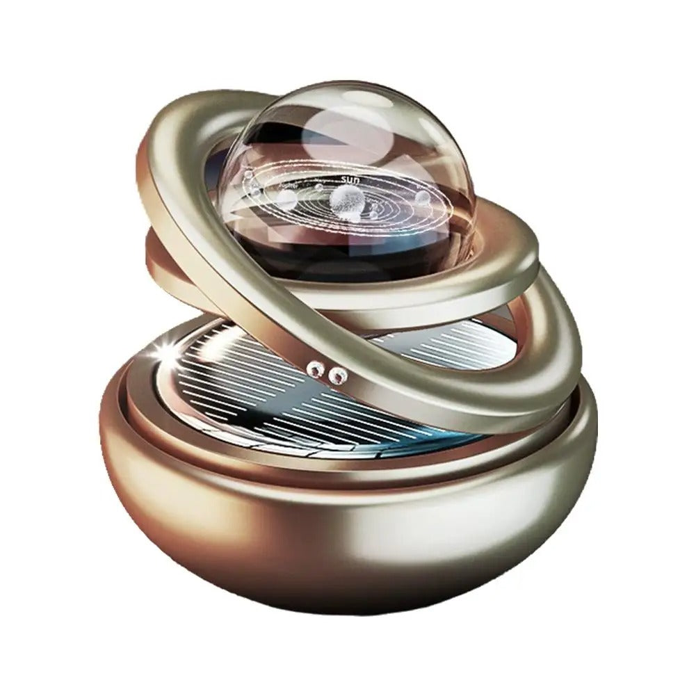 Solar-Powered Crystal Ball Car Aromatherapy Ornament – Suspended Double-Ball Perfume Diffuser Decoration