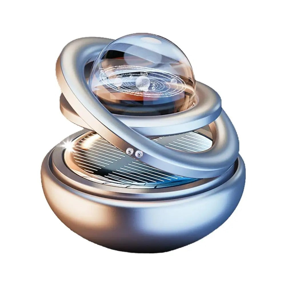 Solar-Powered Crystal Ball Car Aromatherapy Ornament – Suspended Double-Ball Perfume Diffuser Decoration