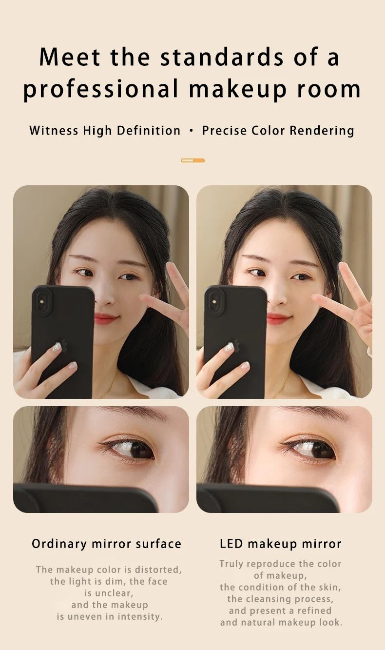 LED Smart Makeup Mirror with Light – Portable Desktop Fill Light, Small Vanity Mirror for Girls’ Bedroom & Dorm Dressing Table