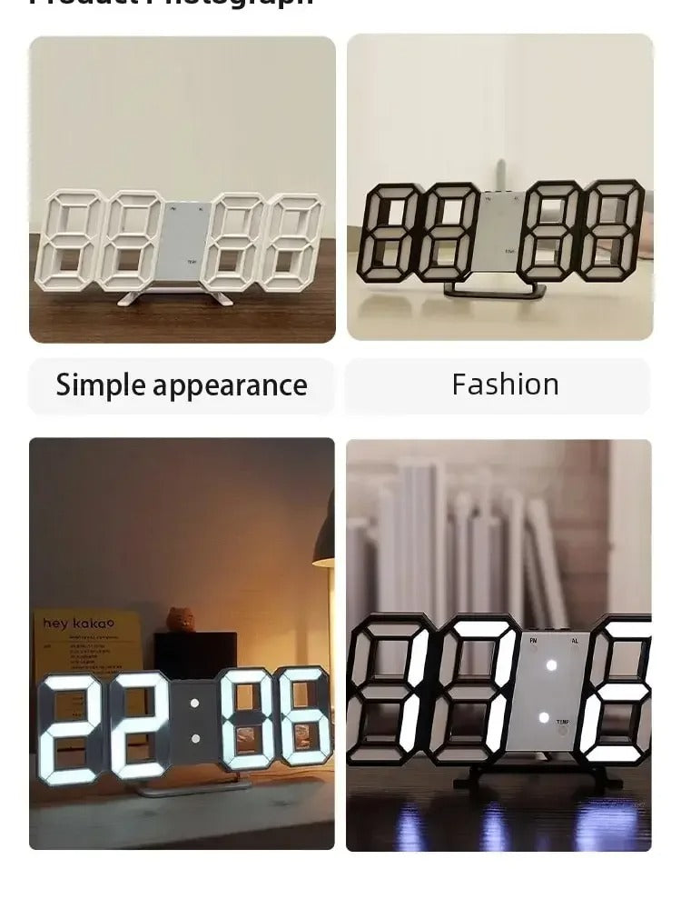 3D LED Digital Wall Clock – USB Powered, Multi-Function Display for Home & Office Decor