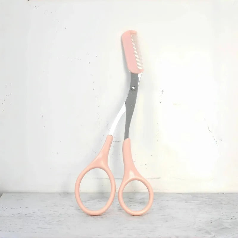 Stainless Steel Eyebrow Trimming Scissors with Built-in Comb – Precision Grooming Tool for Perfectly Shaped Brows