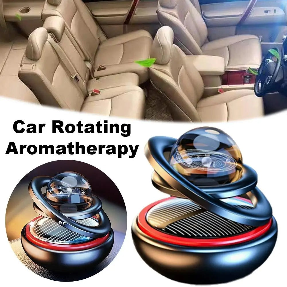 Solar-Powered Crystal Ball Car Aromatherapy Ornament – Suspended Double-Ball Perfume Diffuser Decoration