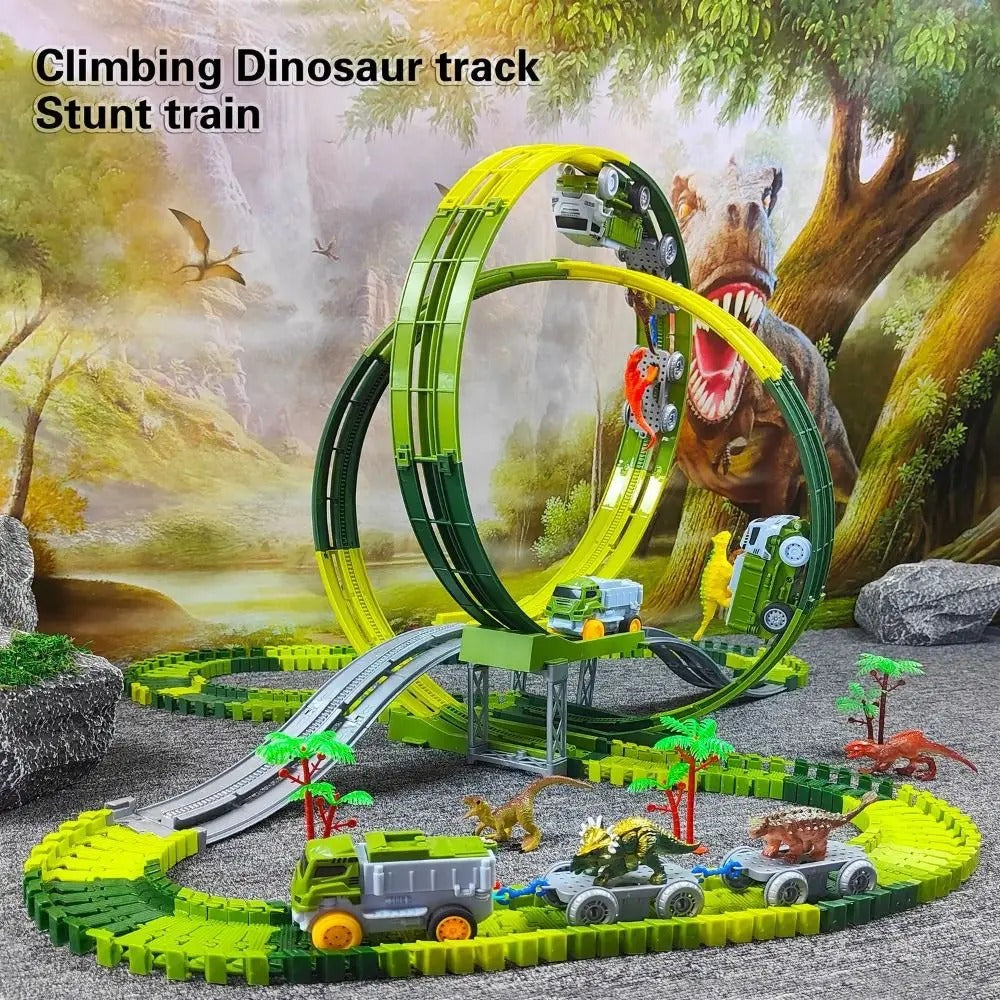 "Dinosaur Track Adventure – Electric Toy Car Set for Kids"