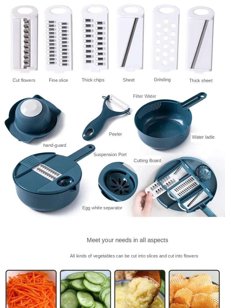 "HomeMaster Multi-Tool: Manual Ginger Grinder, Garlic Peeler & Vegetable Slicer"