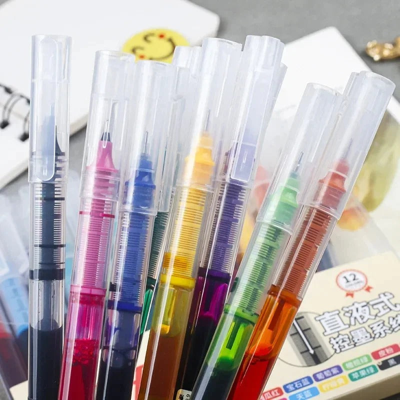 10PCS Needle Tip Gel Pens – Smooth Writing Liquid Ink Pens (Black/Blue/Red) – School & Office Stationery Set