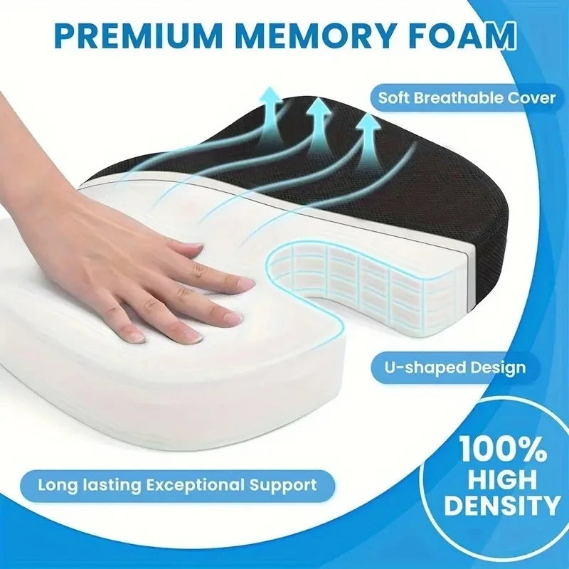Ergonomic Memory Foam Office Chair Cushion – Hemorrhoid & Tailbone Relief Seat Pad