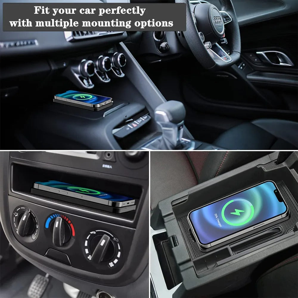 Car Wireless Fast Charger – Silicone Pad Stand for iPhone 16/15/15 Pro Max/14/13/12/X & Samsung Galaxy S24/S23 Series