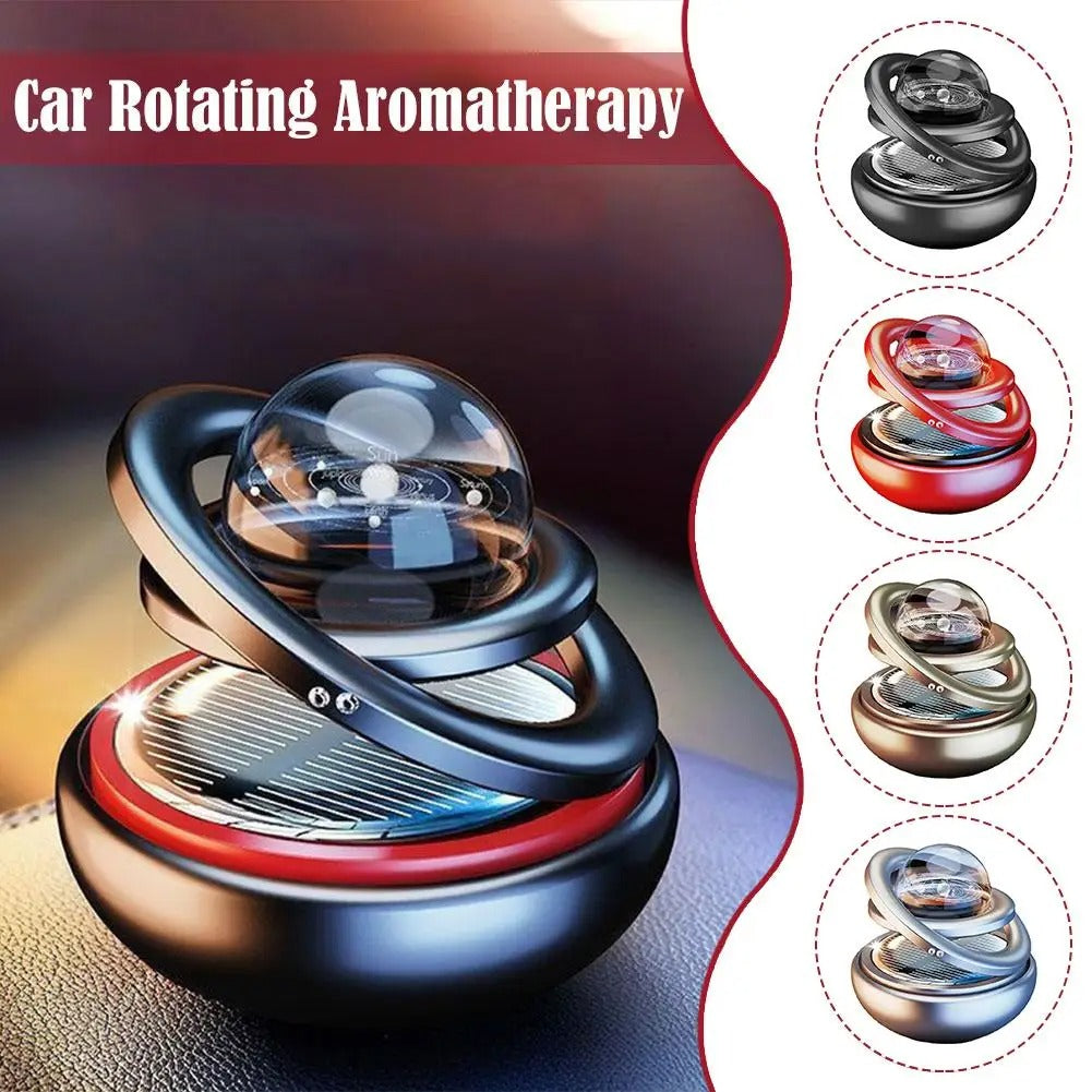 Solar-Powered Crystal Ball Car Aromatherapy Ornament – Suspended Double-Ball Perfume Diffuser Decoration