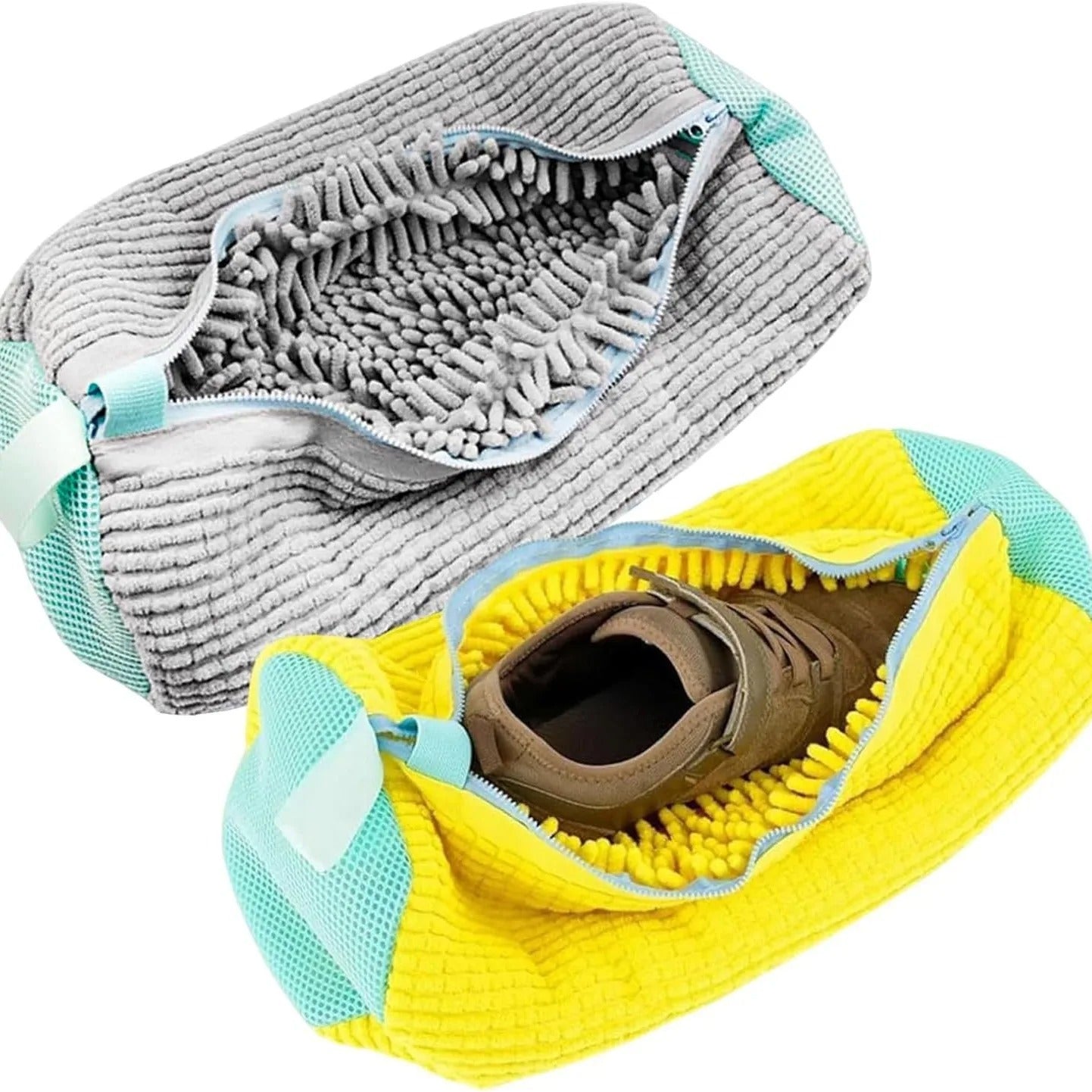Durable Shoe Laundry Washing Bag – Yellow with Blue Zipper, Suitable for All Shoe Types, Ideal for Sneakers & Casual Footwear