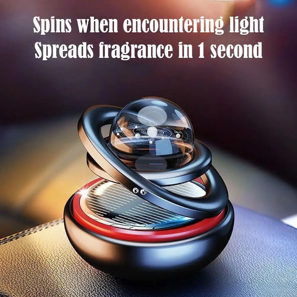 Solar-Powered Crystal Ball Car Aromatherapy Ornament – Suspended Double-Ball Perfume Diffuser Decoration
