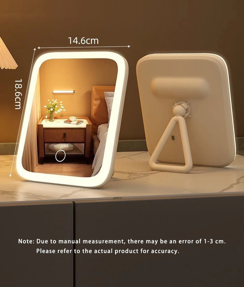 LED Smart Makeup Mirror with Light – Portable Desktop Fill Light, Small Vanity Mirror for Girls’ Bedroom & Dorm Dressing Table