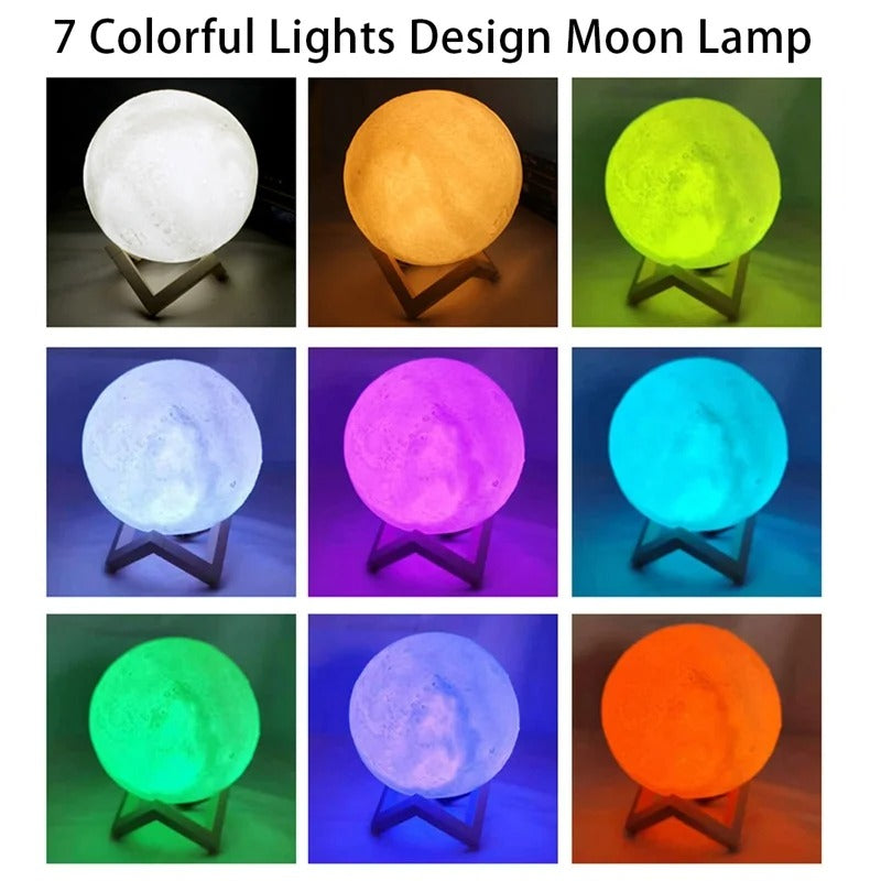 3D LED Moon Lamp 🌙 Galaxy Night Light – Bedroom Decor & Birthday Gift for Kids, Girls & Boys