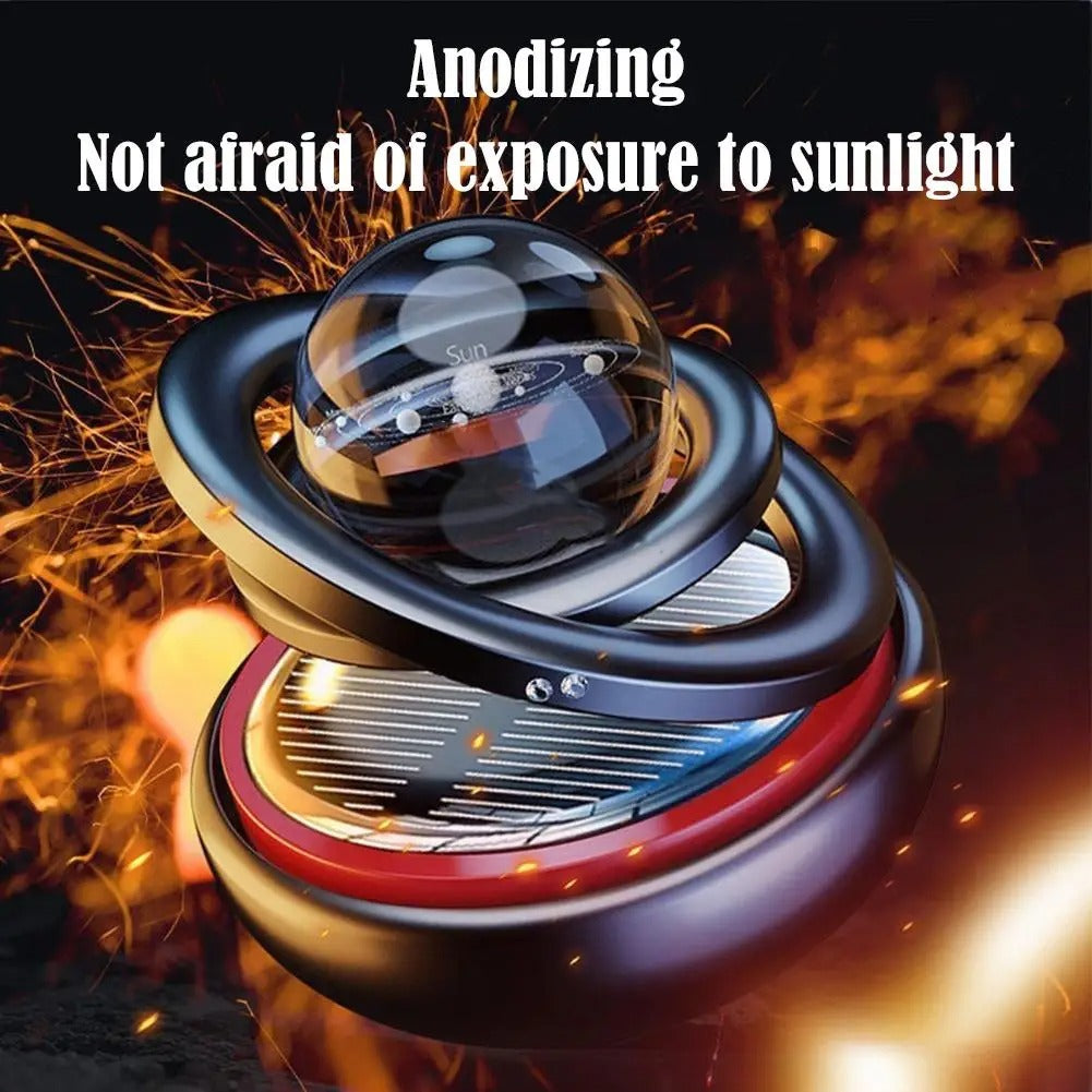 Solar-Powered Crystal Ball Car Aromatherapy Ornament – Suspended Double-Ball Perfume Diffuser Decoration