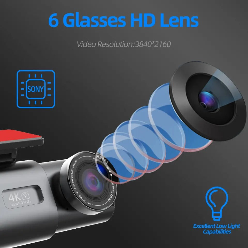 Dash Cam 4K UHD – Night Vision Car DVR Video Recorder with Wi-Fi & GPS