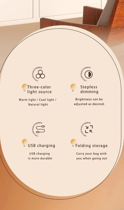 LED Smart Makeup Mirror with Light – Portable Desktop Fill Light, Small Vanity Mirror for Girls’ Bedroom & Dorm Dressing Table My Store