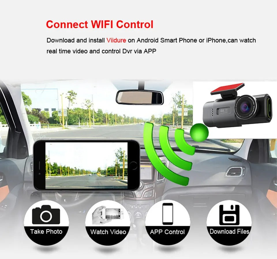 Dash Cam 4K UHD – Night Vision Car DVR Video Recorder with Wi-Fi & GPS