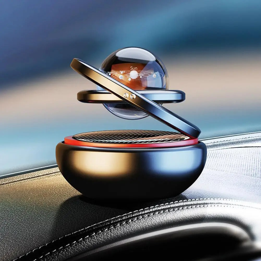 Solar-Powered Crystal Ball Car Aromatherapy Ornament – Suspended Double-Ball Perfume Diffuser Decoration
