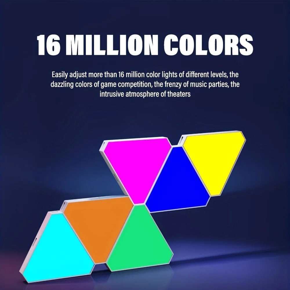 Smart RGB LED Triangle Wall Light – WiFi App Control with Music Sync for Game Rooms, TV & Bedroom Decor