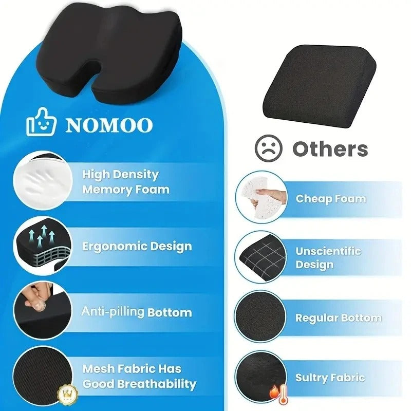 Ergonomic Memory Foam Office Chair Cushion – Hemorrhoid & Tailbone Relief Seat Pad