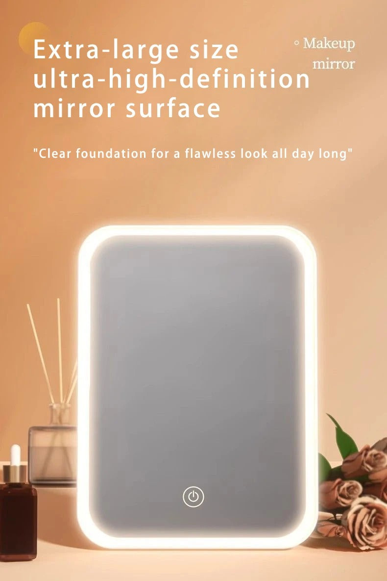 LED Smart Makeup Mirror with Light – Portable Desktop Fill Light, Small Vanity Mirror for Girls’ Bedroom & Dorm Dressing Table