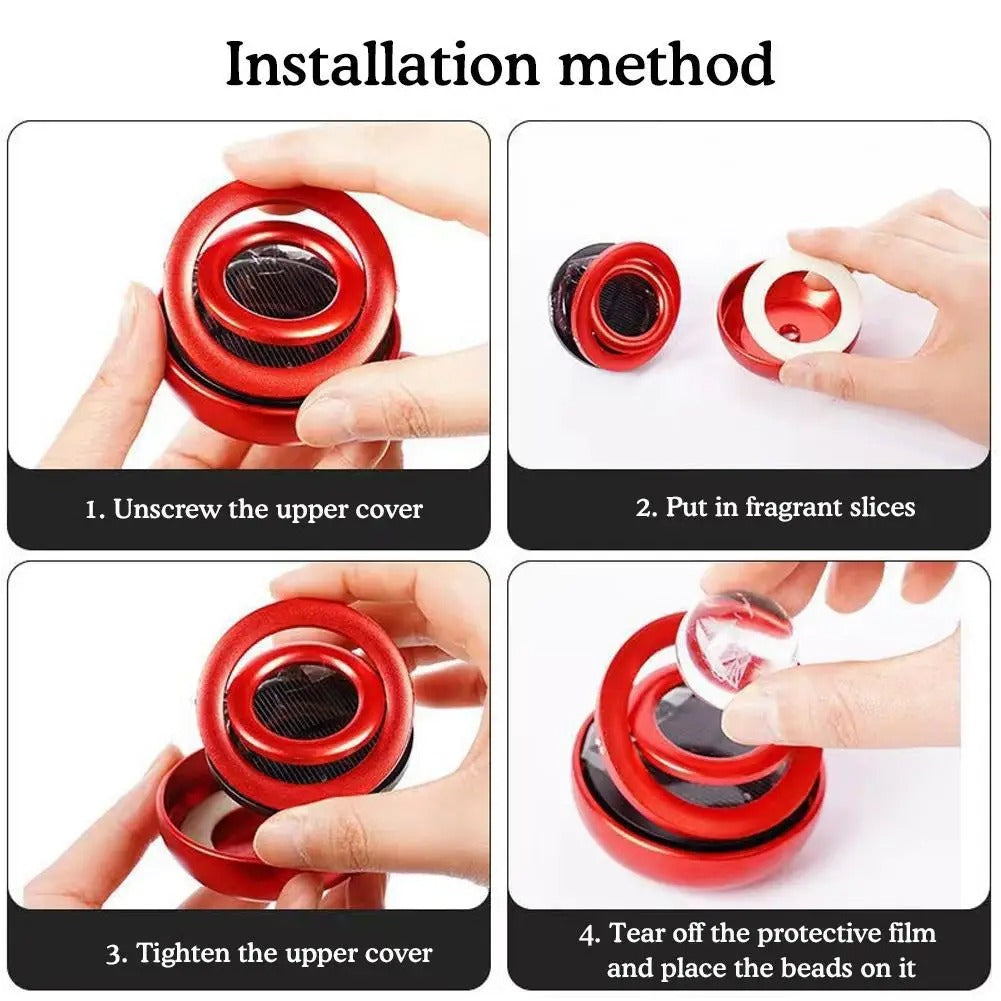 Solar-Powered Crystal Ball Car Aromatherapy Ornament – Suspended Double-Ball Perfume Diffuser Decoration