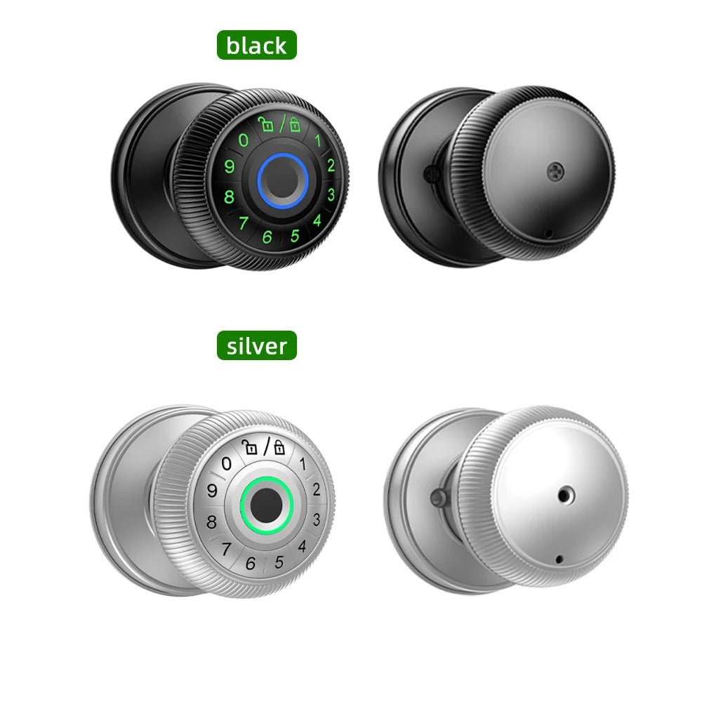 RAYKUBE Q6 Tuya BLE Smart Fingerprint Door Lock – Round Knob | Multiple Unlock Methods (Fingerprint / Password / Key / Tuya App) | US Free Delivery