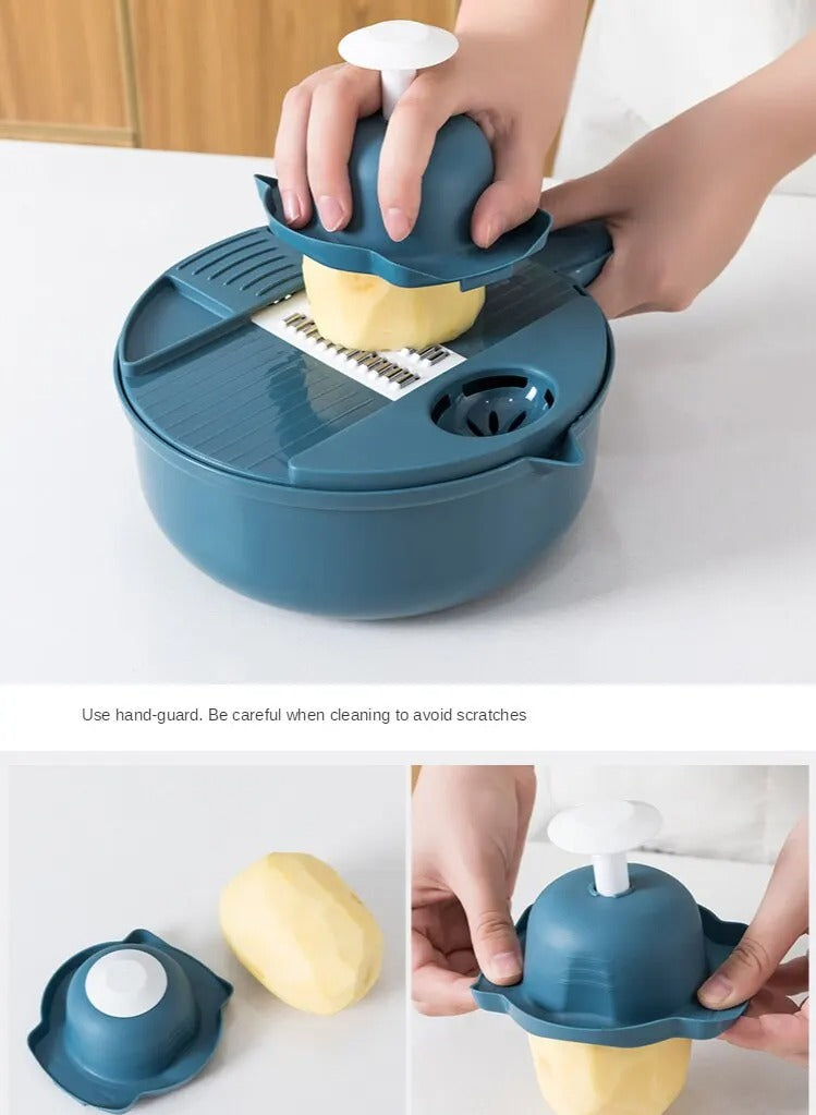 "HomeMaster Multi-Tool: Manual Ginger Grinder, Garlic Peeler & Vegetable Slicer"