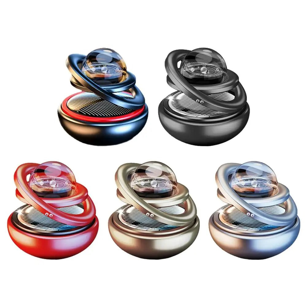 Solar-Powered Crystal Ball Car Aromatherapy Ornament – Suspended Double-Ball Perfume Diffuser Decoration