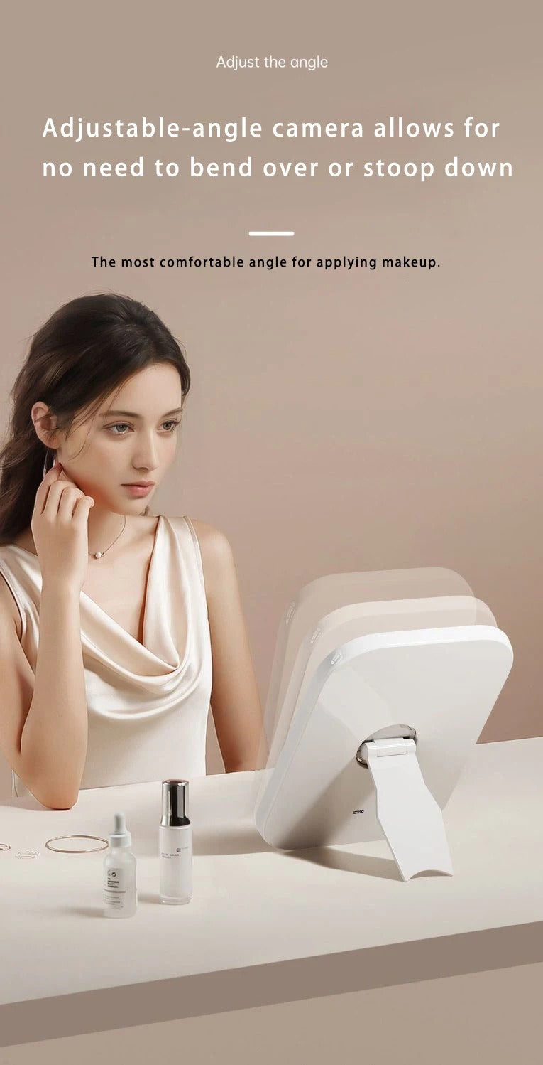 LED Smart Makeup Mirror with Light – Portable Desktop Fill Light, Small Vanity Mirror for Girls’ Bedroom & Dorm Dressing Table