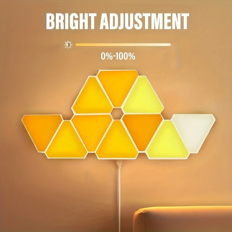 Smart RGB LED Triangle Wall Light – WiFi App Control with Music Sync for Game Rooms, TV & Bedroom Decor