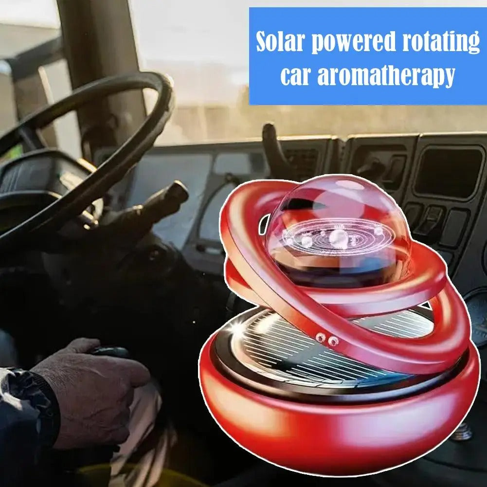 Solar-Powered Crystal Ball Car Aromatherapy Ornament – Suspended Double-Ball Perfume Diffuser Decoration
