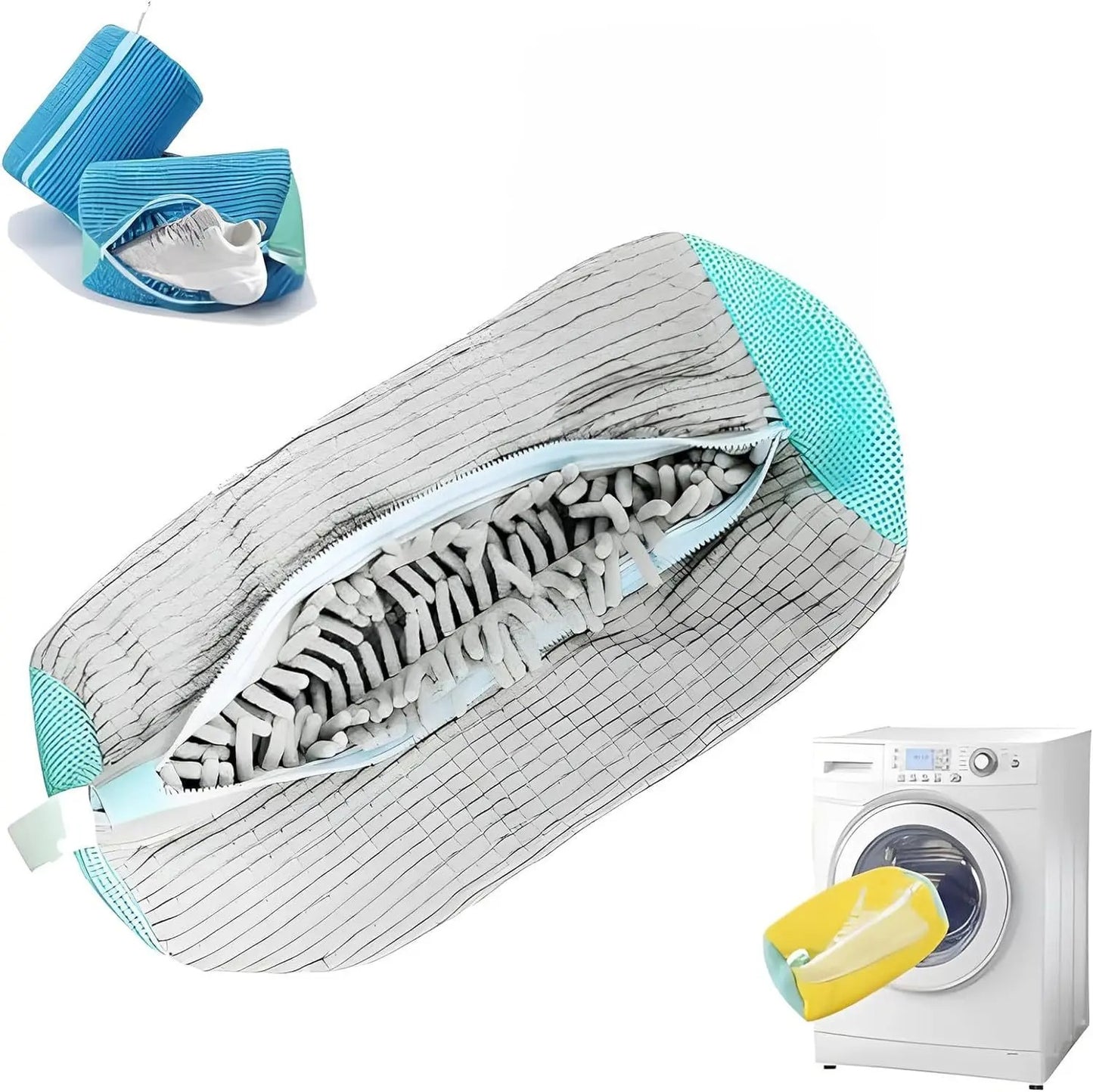 Durable Shoe Laundry Washing Bag – Yellow with Blue Zipper, Suitable for All Shoe Types, Ideal for Sneakers & Casual Footwear