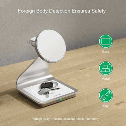 BONOLA Magnetic 3-in-1 Wireless Charging Station – 30W Fast Charger for iPhone 16/15/14/13/12 Series, Apple Watch & AirPods Pro My Store