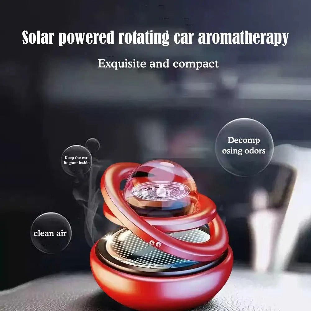 Solar-Powered Crystal Ball Car Aromatherapy Ornament – Suspended Double-Ball Perfume Diffuser Decoration