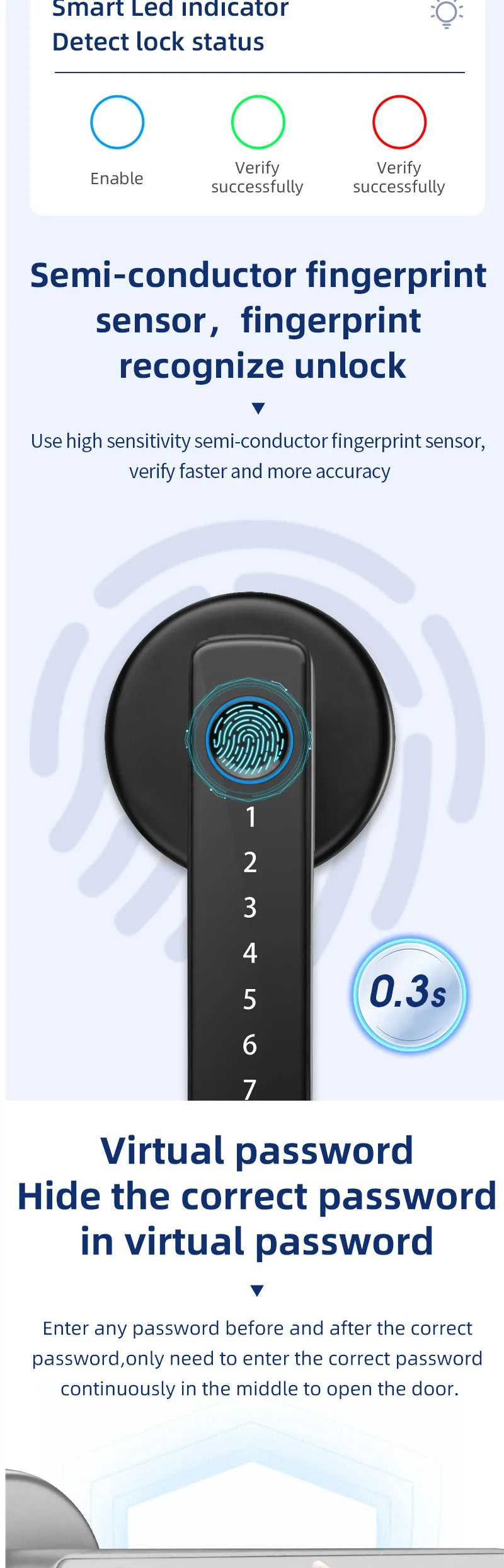 XSDTS M5 Tuya BLE Fingerprint Door Lock – Digital Smart Lock with Password, Key, IC Card, and Tuya/Smart Life App Unlock