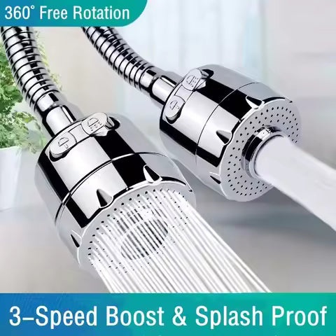 360° Rotating Kitchen Faucet Sprayer | High-Pressure Anti-Splash Aerator