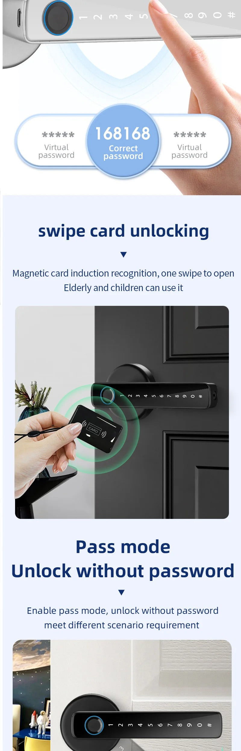 XSDTS M5 Tuya BLE Fingerprint Door Lock – Digital Smart Lock with Password, Key, IC Card, and Tuya/Smart Life App Unlock