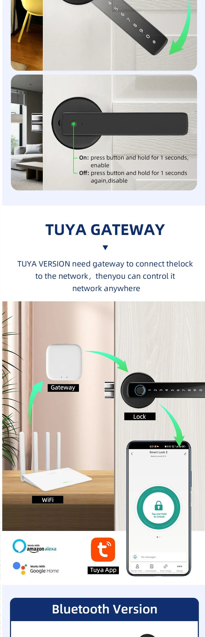 XSDTS M5 Tuya BLE Fingerprint Door Lock – Digital Smart Lock with Password, Key, IC Card, and Tuya/Smart Life App Unlock