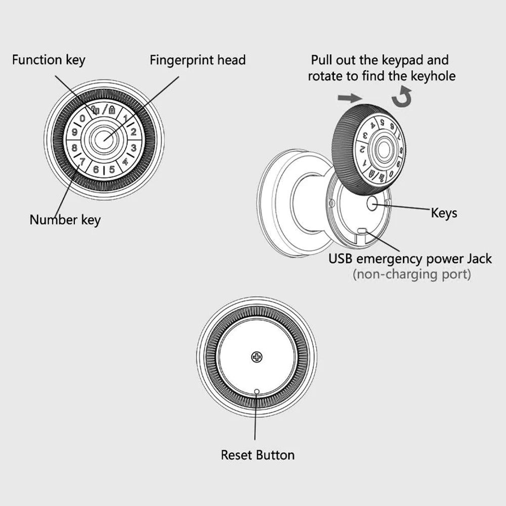 RAYKUBE Q6 Tuya BLE Smart Fingerprint Door Lock – Round Knob | Multiple Unlock Methods (Fingerprint / Password / Key / Tuya App) | US Free Delivery