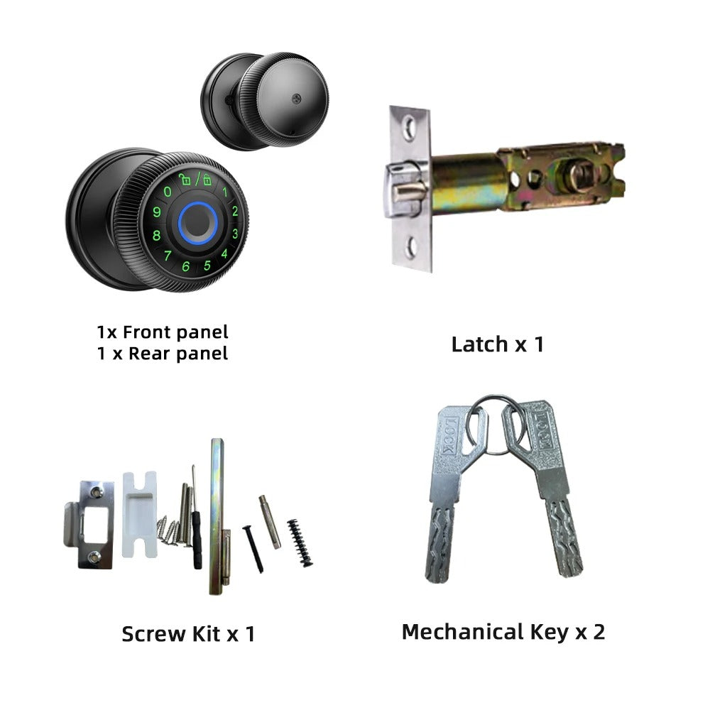 RAYKUBE Q6 Tuya BLE Smart Fingerprint Door Lock – Round Knob | Multiple Unlock Methods (Fingerprint / Password / Key / Tuya App) | US Free Delivery