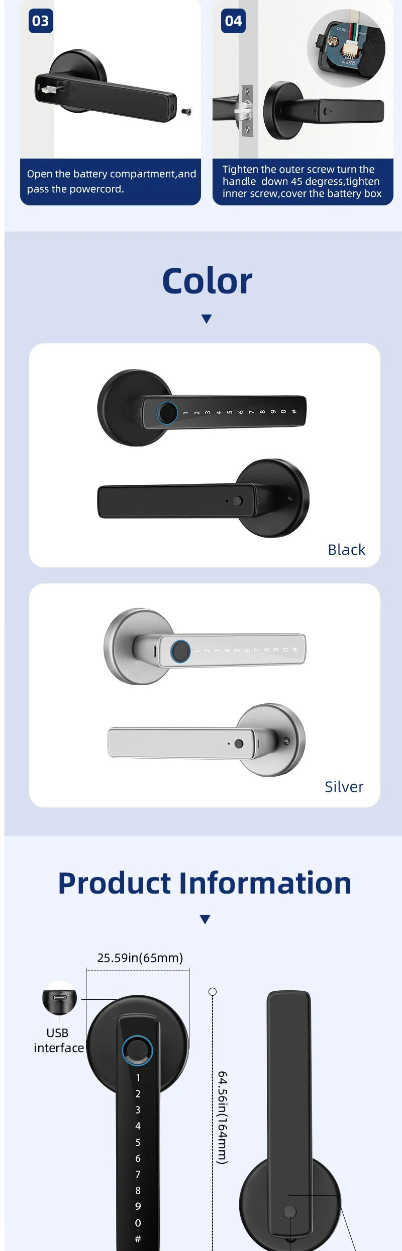 XSDTS M5 Tuya BLE Fingerprint Door Lock – Digital Smart Lock with Password, Key, IC Card, and Tuya/Smart Life App Unlock