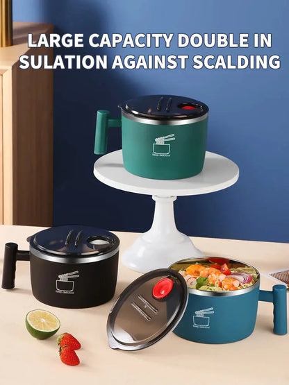 Stainless Steel Instant Noodle Bowl with Lid | Portable Sealed Drain Bowl | Kitchen Utensil & Food Storage Partner My Store