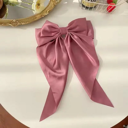 Korean Satin Bow Hair Clip – Big Bowknot Long Ribbon for Women & Girls My Store