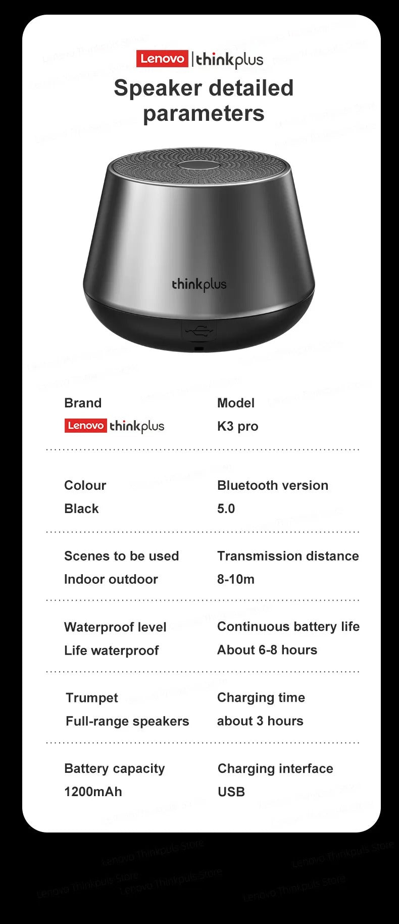 Choice Lenovo K3 Pro – Portable Bluetooth 5.0 Speaker | Stereo Surround Sound • Wireless Music Player • Loudspeaker