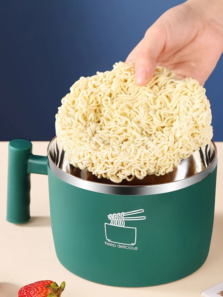 Stainless Steel Instant Noodle Bowl with Lid | Portable Sealed Drain Bowl | Kitchen Utensil & Food Storage Partner