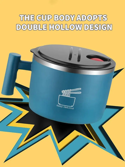 Stainless Steel Instant Noodle Bowl with Lid | Portable Sealed Drain Bowl | Kitchen Utensil & Food Storage Partner My Store