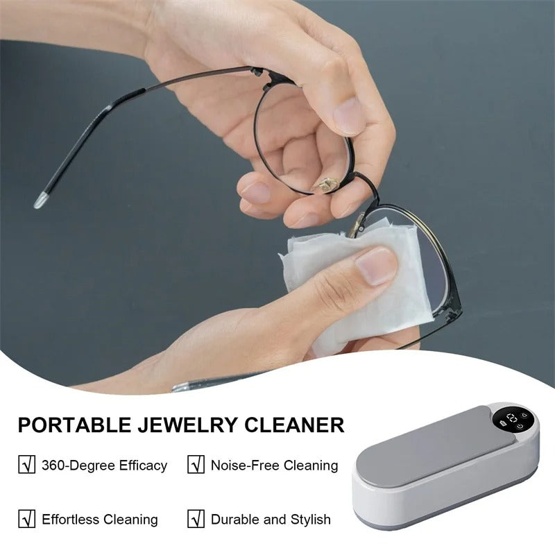 Portable Ultrasonic Jewelry & Household Cleaner – 450ml Clean Pod for Rings, Glasses, Makeup Brushes & More