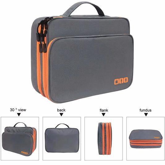 Multi-Layer Electronic Accessories Organizer Bag – Portable Travel Cable Storage Case for iPad, Chargers & Gadgets