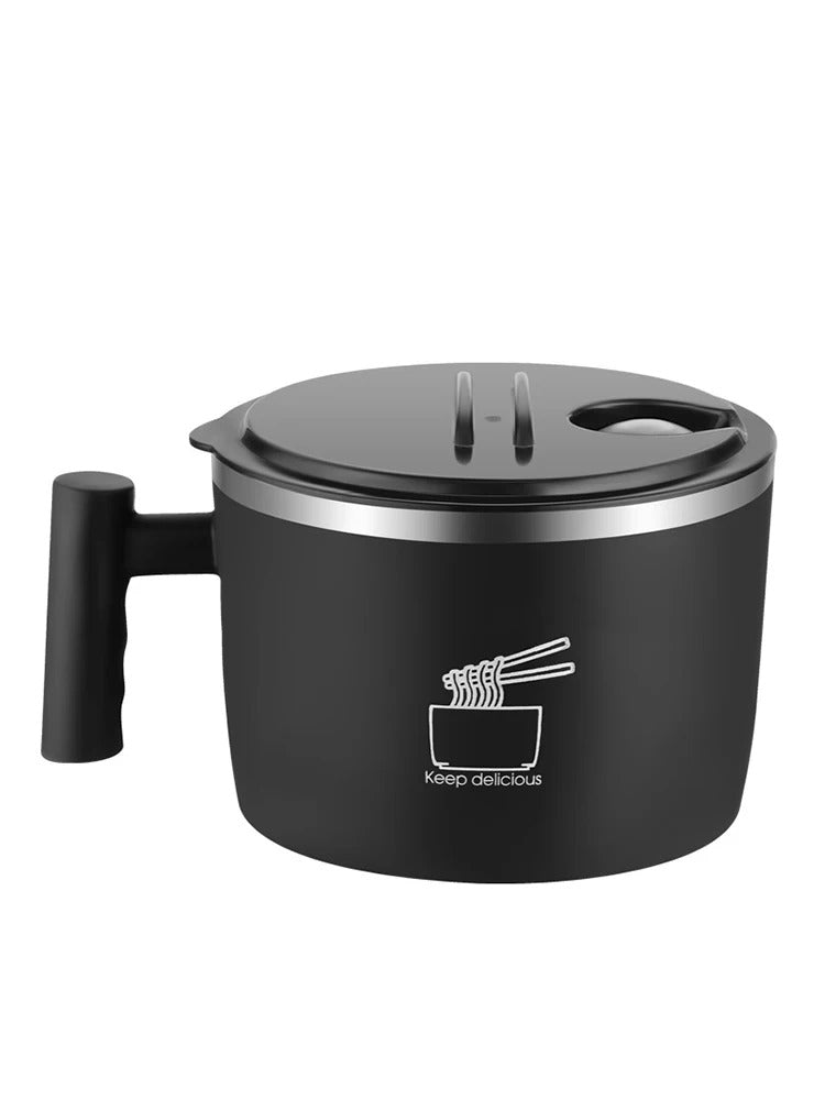 Stainless Steel Instant Noodle Bowl with Lid | Portable Sealed Drain Bowl | Kitchen Utensil & Food Storage Partner